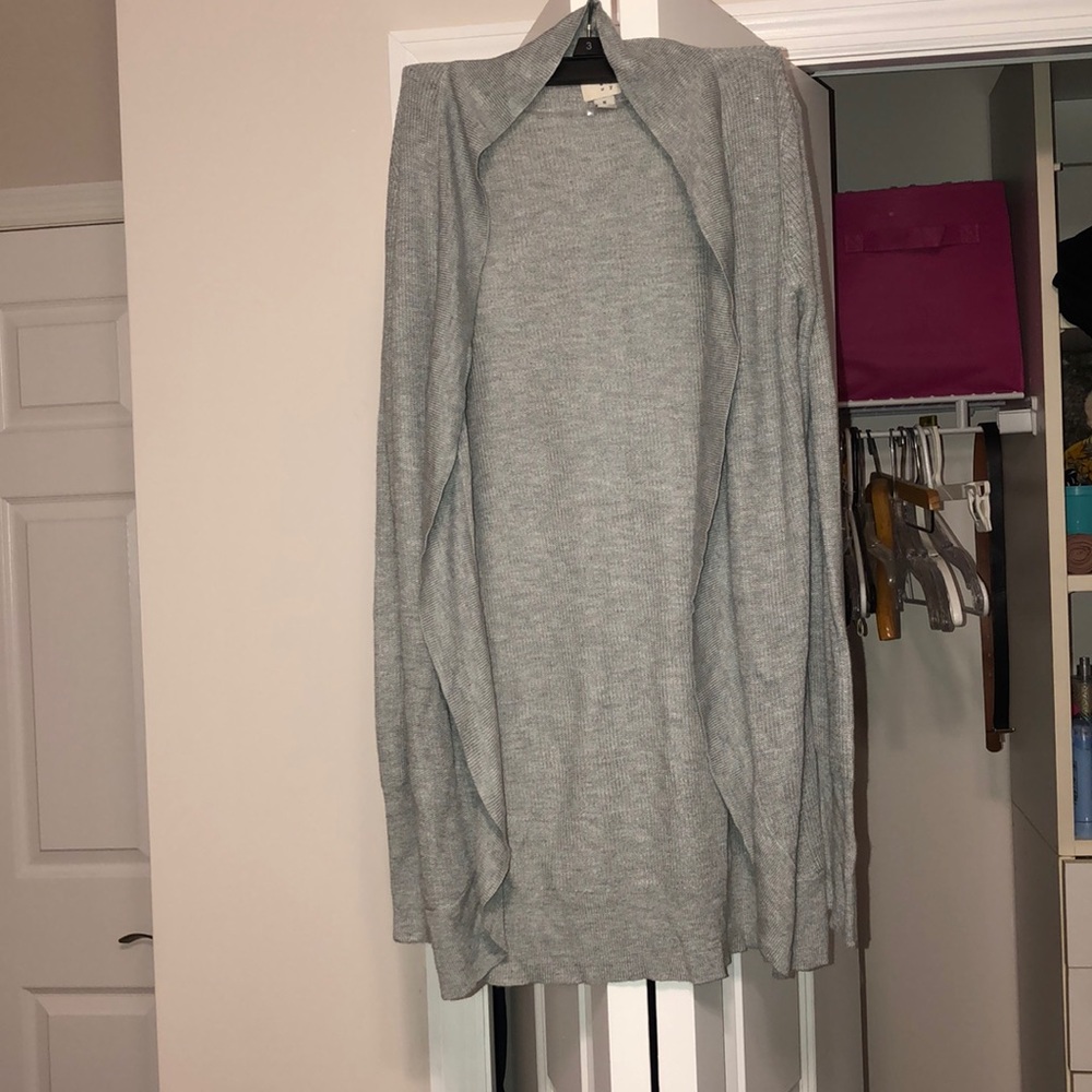 grey cardigan